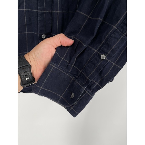 Jos A Bank Men's Reserve Navy & Gray Grid Cotton Cash Casual Shirt L‎ Large - Picture 3 of 7